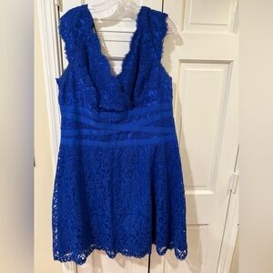 Tadashi Shoji Royal blue lace dress 14Q